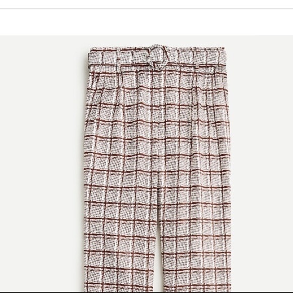 J. Crew Collection High-rise Silk Trouser Pants in Mini Windowpane print NWT - Picture 3 of 4